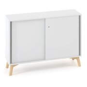 Policová skriňa ALFA ROOT, posuvné dvere, 1 polica, 100x45x88,7cm, biela