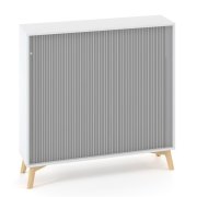 Policová skriňa ALFA ROOT s del.priečkou, žalúziové dvere RAL9010, 2 police, 120x45x121,5cm, biela