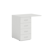 Prístavný kontajner BASIC, 4-zásuvkový so zámkom, 80x76x60cm, biela