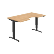 Pracovný stôl Motion Ergo, PO, 3S, 160x61-128x90 cm, dub/čierna