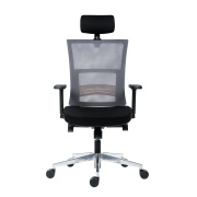 Kancelárska stolička Next s čiernym sedákom, operadlo sivá sieťovina